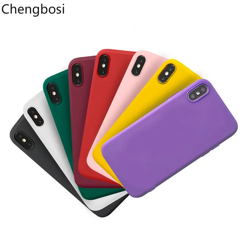 

Phone Case For iPhone 7 6 6s 8 X Plus XR XS Max Simple Solid Color Ultrathin Soft TPU Case Candy Color Plain Back Cover
