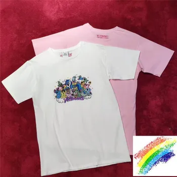 

Vetements T shirt Men Women Women Best Quality Pink White New Vetements Embroidery Cartoon Vetements Top Tees