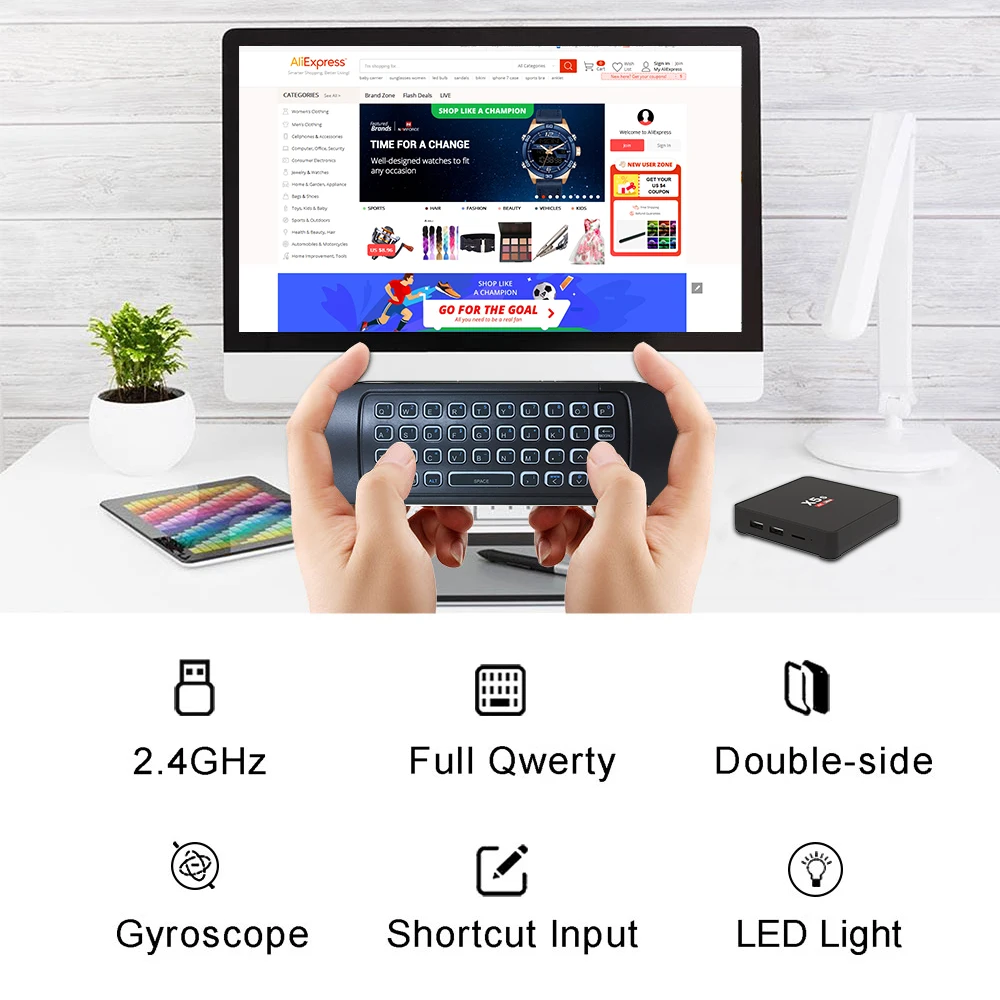 Интеллектуальная беспроводная клавиатура с английской раскладкой MX3 Pro 2 4 ГГц ИК