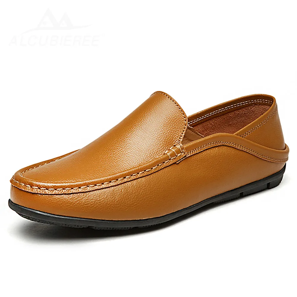 

Italian Casual Men Loafers Shoes Luxury Design Sneakers Leather Genuine Slip On Boat Shoes Men Summer Spring Male Footwear 2018