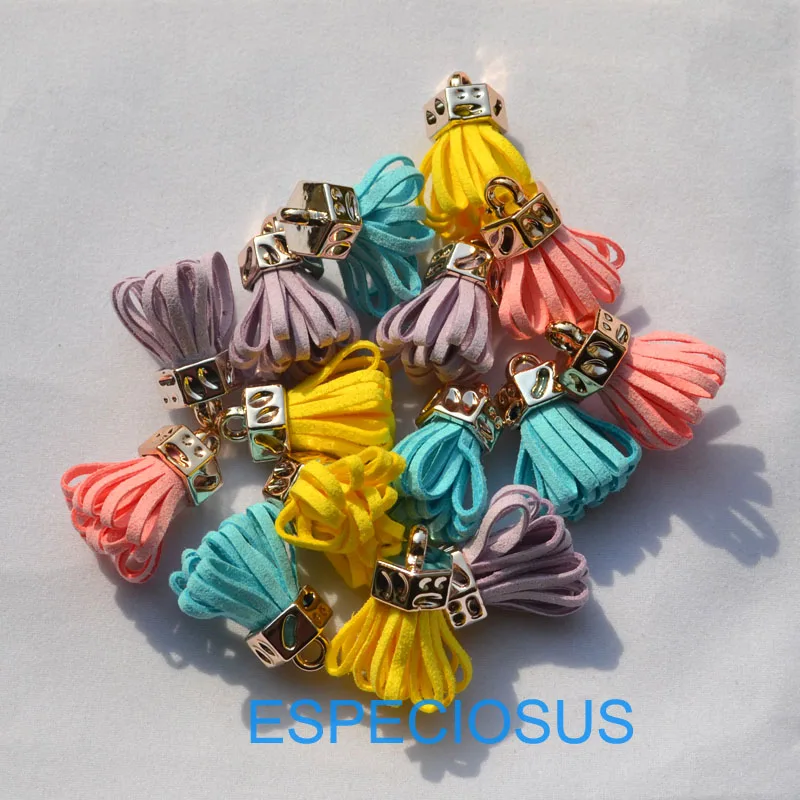 10pcs 25mm Mix Color Flower Tassel For Keychain Cellphone Straps Jewelry Velvet Fabric Flower Tassel Charms Earring Accessories