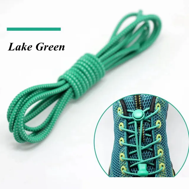 1 Pair Sports Elastic ShoeLaces No tie Shoe Laces Kids Adult Lazy Locking laces Shoe accessories lacets elastique chaussure Lake green