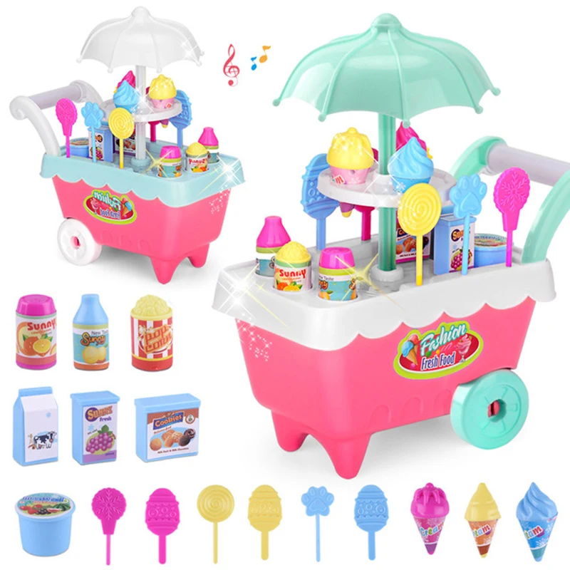 Simulation Small Carts Girl Mini Candy Cart Ice Cream Shop Supermarket