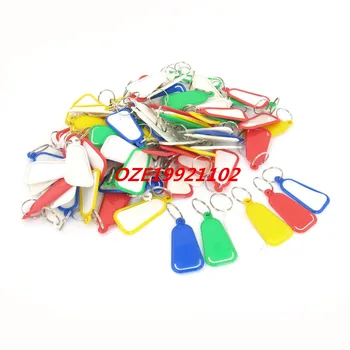 

100 Pcs Assorted Color Plastic Name Tag Badge Holder Clip w Keyring