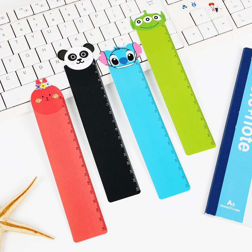 

5 PCS Random Creative Cartoon Animal Series 15cm Straight Ruler School Supplies Plastic Ruler Measuring Straight Ruler