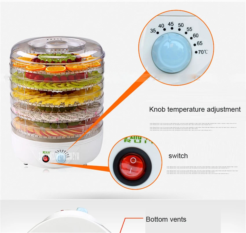 Осушитель для пищевых продуктов, фруктов, овощей, трав, мяса, сушильная машина, закуски, еда, сушилка с 5 лотками FD770B 110 V/220 V