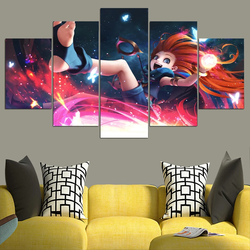 Картина на холсте HD 5 шт. постер с надписью League Zoe для видеоигр домашний декор