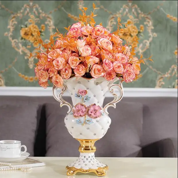 

European-style ceramics creative landing large vase luxury decorations