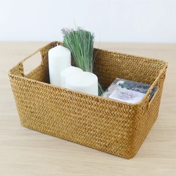 

Straw Storage Basket With Two Inside Handles 33*22*15CM