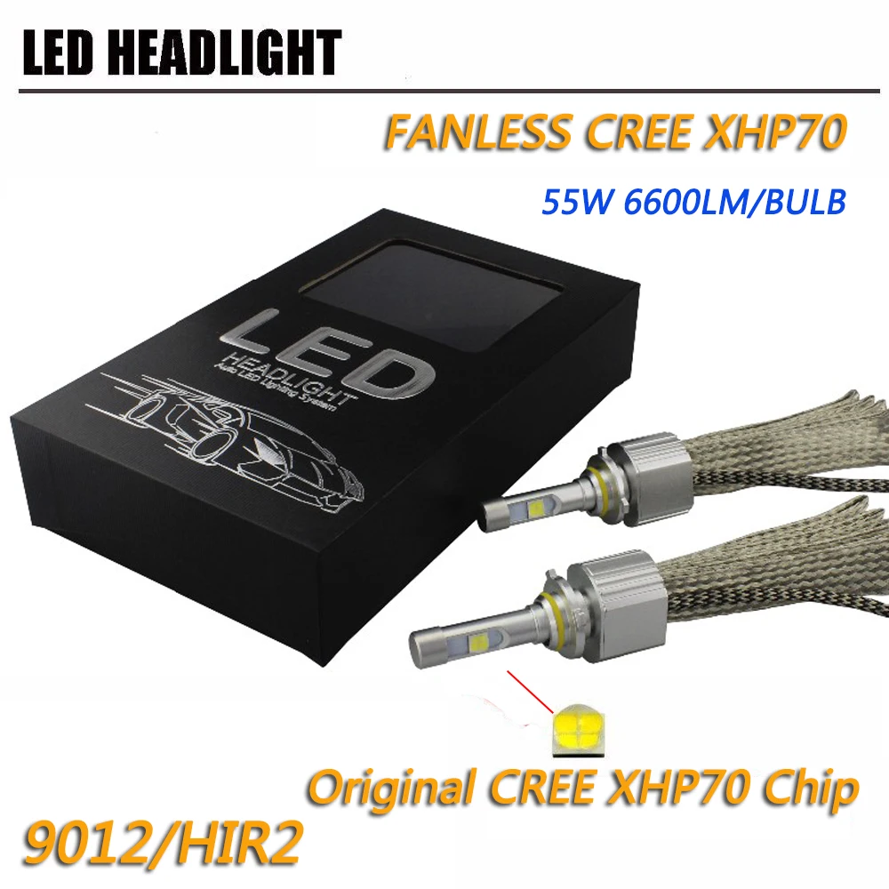 2PCS 6000k FANLESS C-REE LED XHP70 110W 13200LM P70 Auto Headlight H4 H8 H11 9005 HB3 HB4 9012 Car Super Bright led headlamp | Автомобили