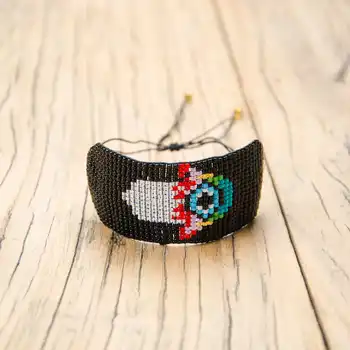 

SHINUSBOHO Hamas Hand Men Bracelet MIYUKI pulseras Women's Devil Eye Bracelet Kappalah Jewelry Adjustable Bracelets Bangles