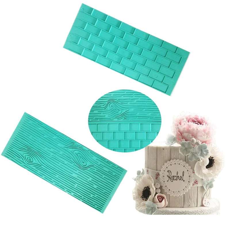 

3D DIY Silicone Fondant Sugarcraft Cake Mould Chocolate Icing Sugar Emboss Brick Wall Wood Grain Baking Mold