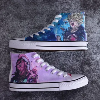 

Two side painted Anime Dragon Ball Z Print Mens High-top Vulcanized Shoes Cool Super Saiyan Son Goku Canvas boots H9082