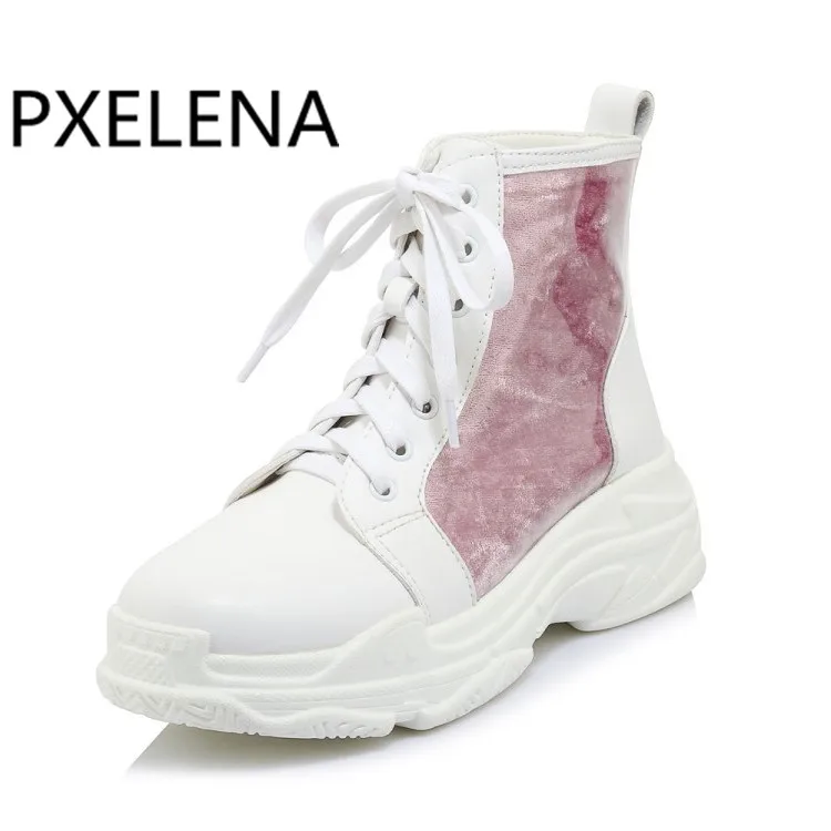 PXELENA/женские уличные ботинки в стиле панк рок на толстой плоской подошве со