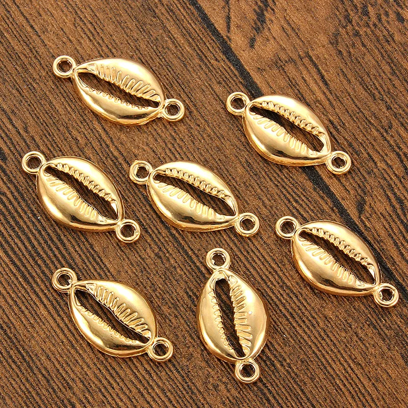 10pcs Bohemian Gold Cowrie Conch Shell Connectors Charms Spacer Beads Making DIY Handmade Finding Jewelry 10pcs Bohemian Gold Cowrie Conch Shell Connectors Charms Spacer Beads Making DIY Handmade Finding Jewelry