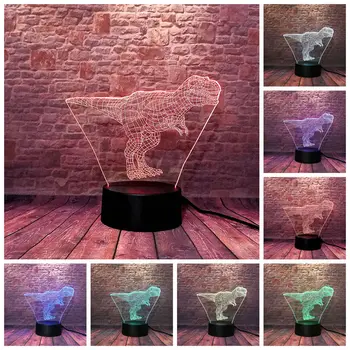 

Tyrannosaurus Dragon Animal Figure 3D Illusion LED Nightlight 7 Colors Changing Desk Light Jurassic World Model Toys
