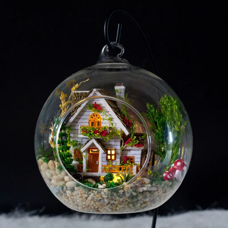 

Forest House DIY Sound Control Glass Ball LED Lamp Toy Assembly Model Handicraft Toy Gift