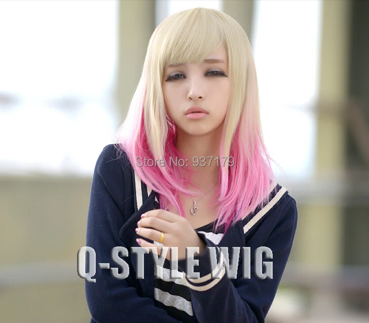 Short Hair Two Tone Color Shallow Ombre Light Blonde To Pink Linen