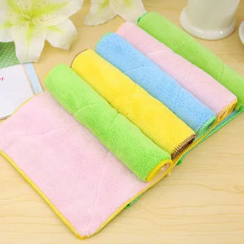 

Bamboo Fiber Kitchen Clean Dish Cloth Wash Towel Double Sided Suction Water Microfiber Kitchen Non linting Non Stick Oil Towel