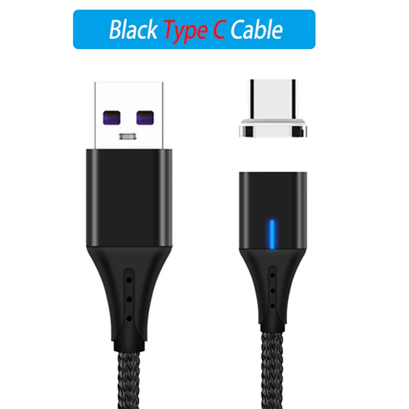 Магнитный Usb кабель для зарядки type C mi cro Usb C кабель 2 м метр Быстрая зарядка 3,0 кабель для Xiaomi mi 8 9 A2 красный mi Note 7 Pro - Цвет: Black USB-C Plug