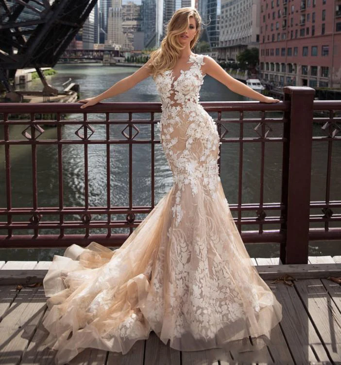 fashion-design-mermaid-wedding-dresses-full-appliques-illusion-back-with-button-bridal-gowns-champagne-wedding-dresses