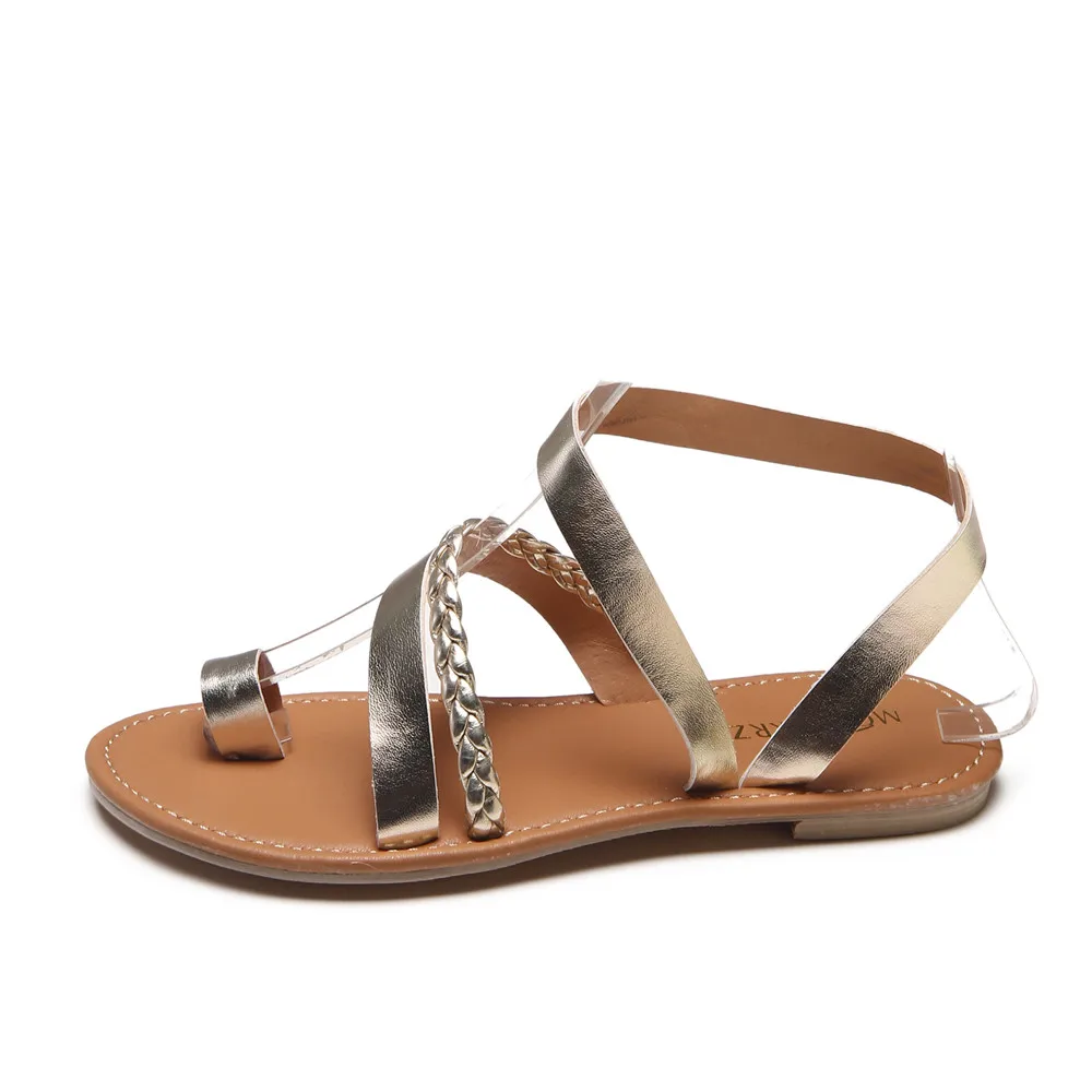 

Women Summer Strappy Gladiator Low Flat Heel Flip Flops Beach Sandals Shoes
