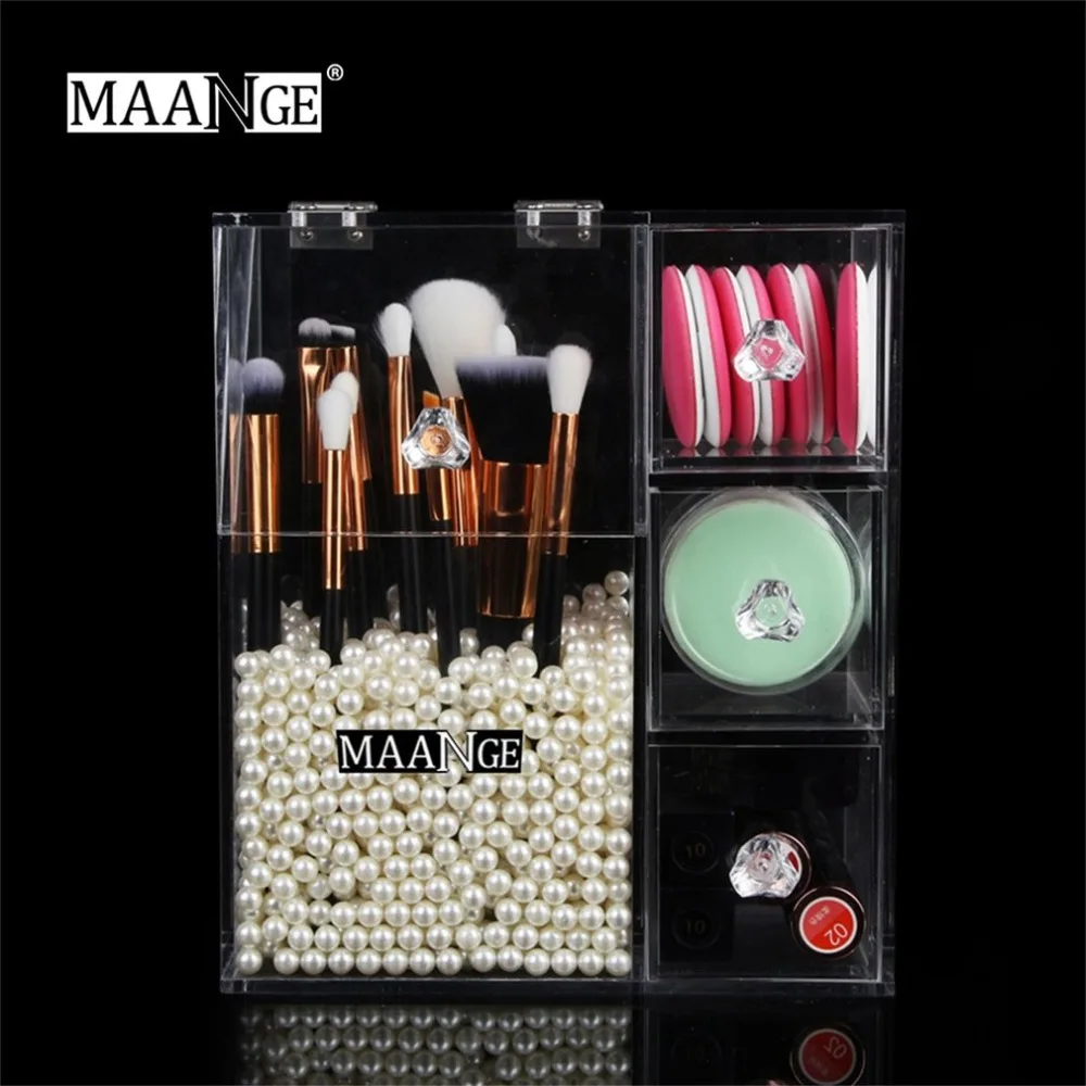 

Toiletry KitsTransparent Makeup Box Plastic Cosmetic Makeup Tools Holder Case Makeup Brushes Pencil Lipstick Storage for Lady