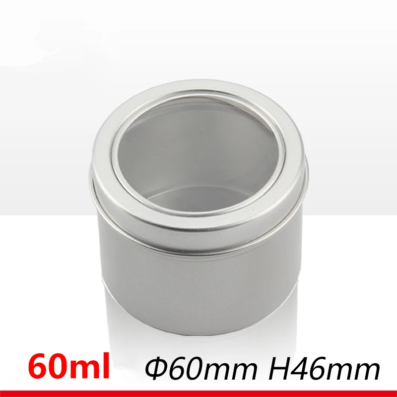

60*46mm 60ml Window Twist Lid Cover Medium Candle Tin 2oz Empty Slip Slide Round Tin Containers Aluminum Box Round Steel Can Jar
