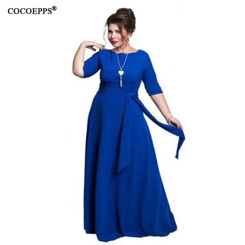 COCOEPPS Plus Size Women Long Floor Dress Autumn Large Size 5XL 6XL Maxi Dress Elegant Party Club Sexy Big Size Open back dress