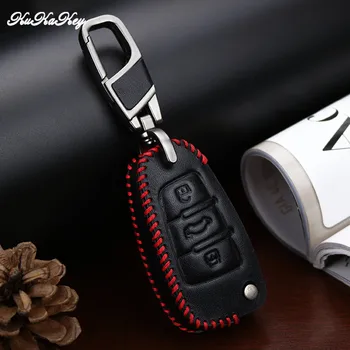 

For AUDI Q3 Q5 Sline Q7 A3 A5 A6 C5 A4 B6 B7 B8 TT 80 S6 C6 Flip Floding Remote Key Leather Cover Case Protective Shell Keychain