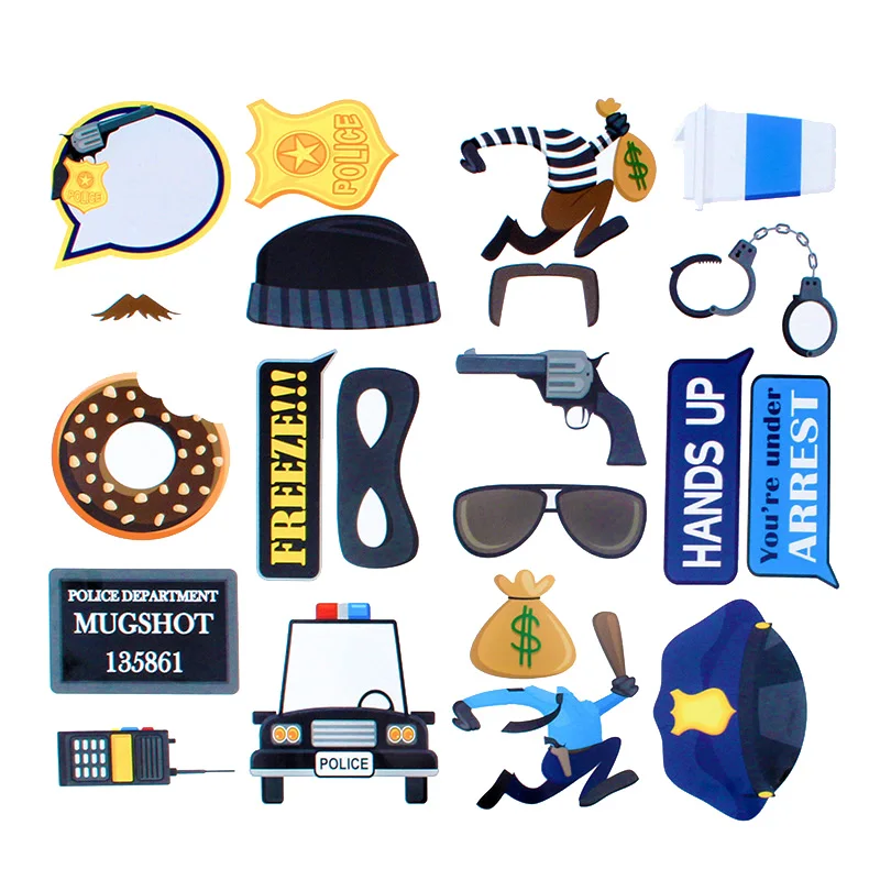 21 Pieces A Gogo Flics Et Voleurs Police Photobooth Joyeux Anniversaire Fete Decorations Enfants Enfants Garcon Fille Fournitures 2 3 4 5 6 7 8 9 Aliexpress