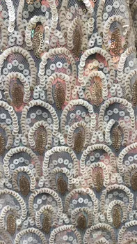 

New design JIANXI.C-71120 Embroidery African Net Lace Fabric Nigerian French Embroidered Lace fabric with sequins