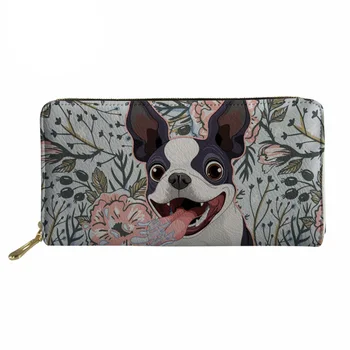 

Noisydesigns Wallets Women Funny Puppy Boston Terrier Print Long Purse Ladies Phone Wallet Cute Coin Pocket Females Card Holders