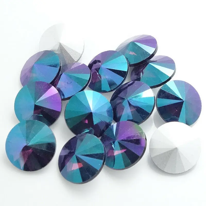 Цвет AB 12mm14mm16mm18mm XILION элементы с украшением в виде кристаллов стеклянные риволи свободные для изготовления украшений своими руками - Цвет: Violet AB