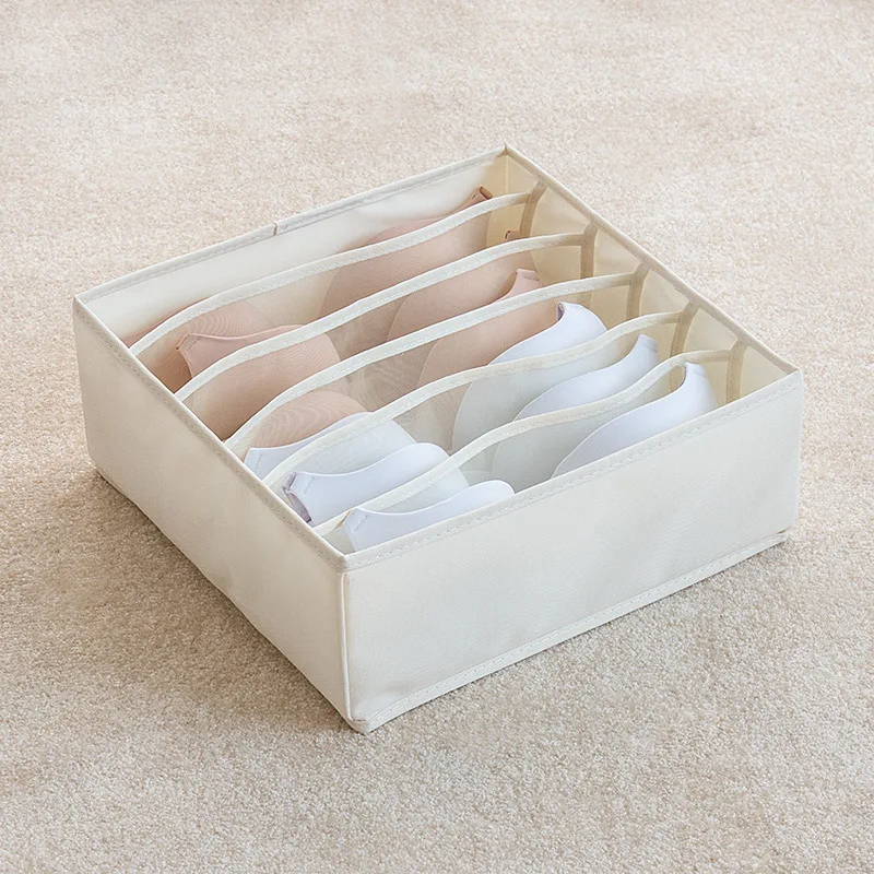 6 Grid Oxford Drawer Organizers Washable Underwear Storage Boxes Clothing Bra Socks Briefs Divider Container for Closet Wardrobe