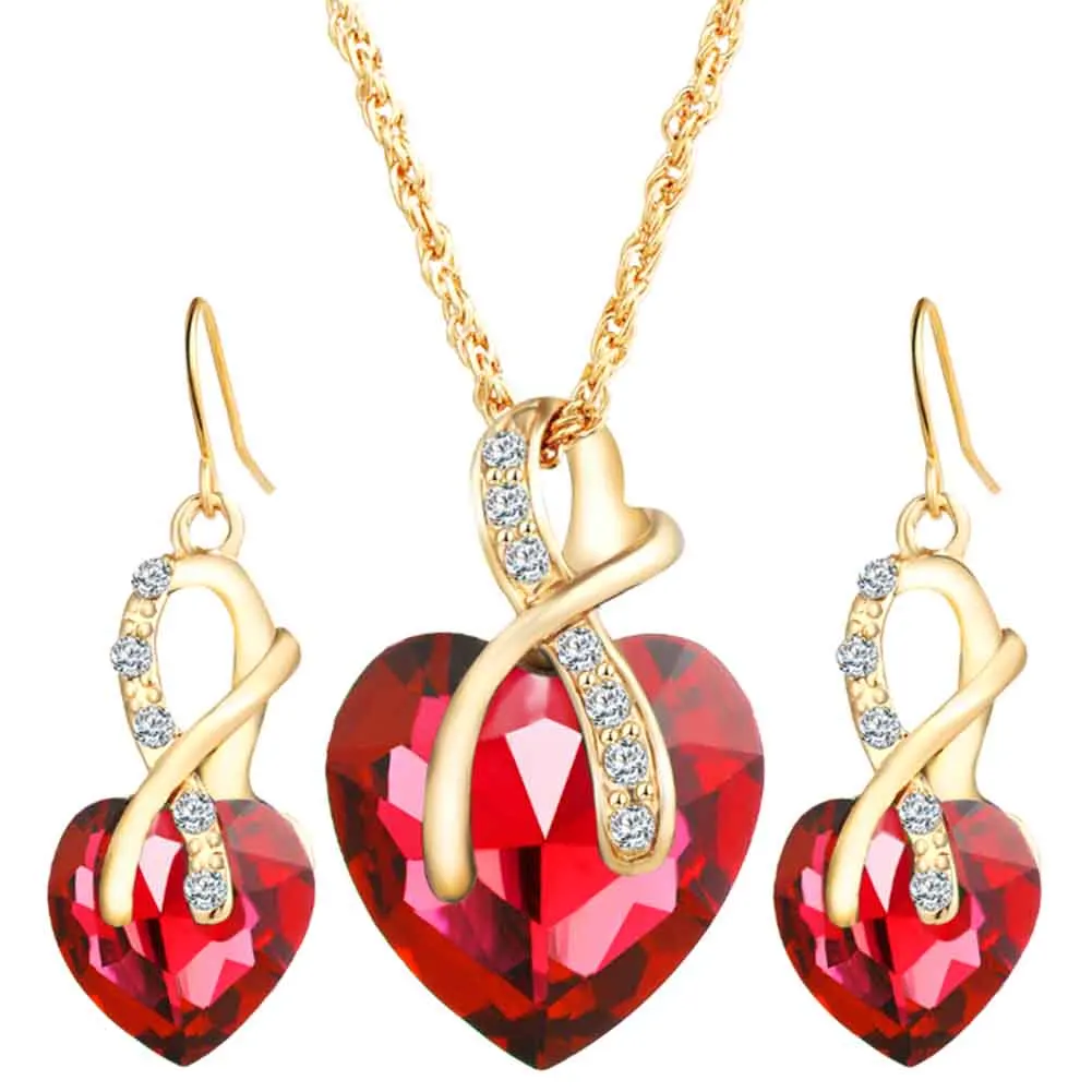 

Crystal Simple Individual Lovely Jewelry Set Necessaries Special Heart Necklaces Earrings
