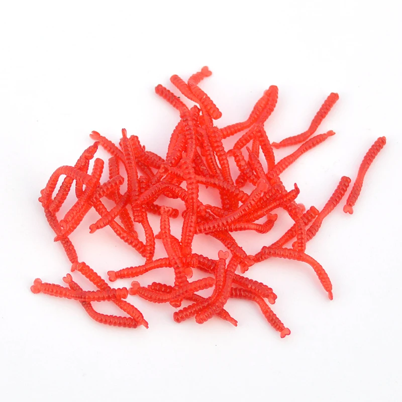 

Earthworm Fishing Bait 100pcs/lot 2cm Small Red Silicone Simulation Smell Earthworm Fishing Lure Soft Worm Artificial Bait