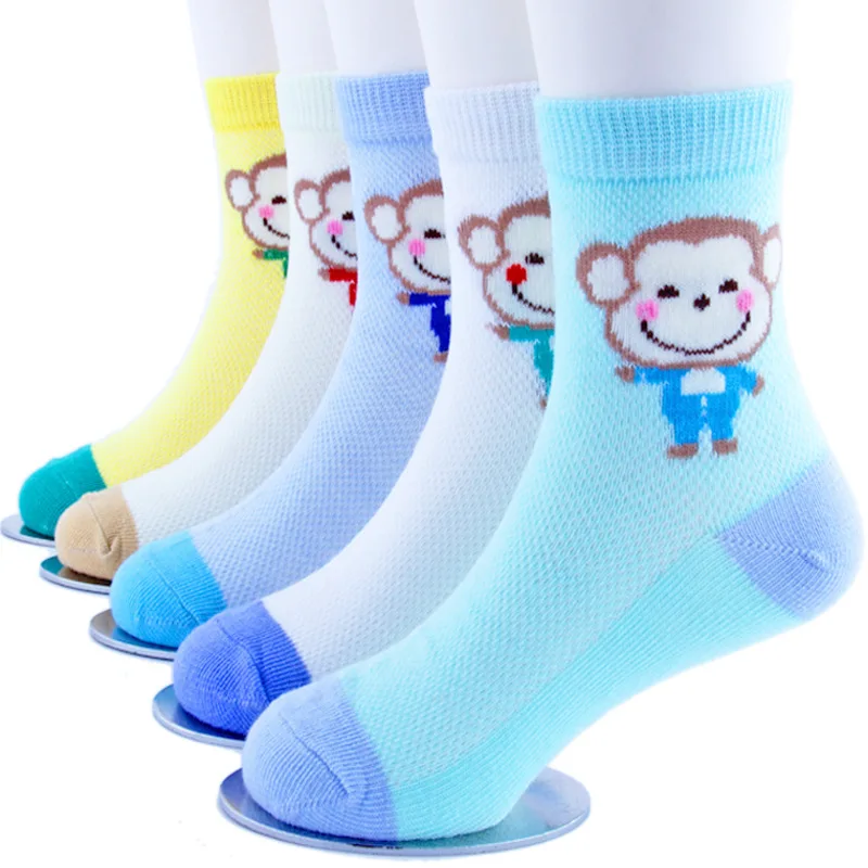5 пар/лот, детские носки для детей 1-12 лет, весенне-летние модели, хлопковые носки с сеткой, тонкие хлопковые носки с рисунками для малышей - Цвет: 2
