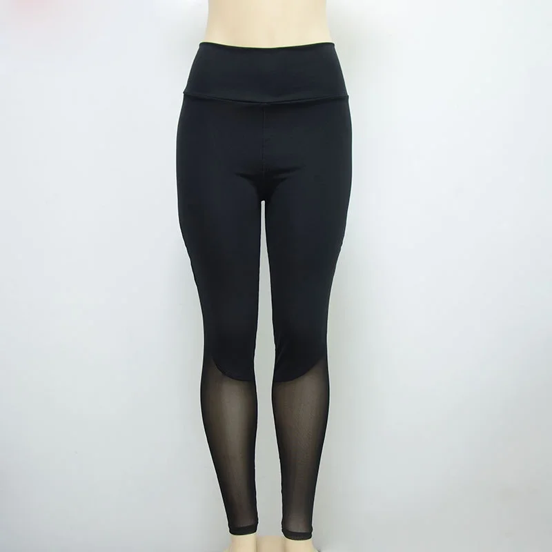 Women Sport Leggings Mesh Patchwork Fitness Yoga Sports Stretch Workout Training Pants High Waist  Running Athletic Gym Trousers