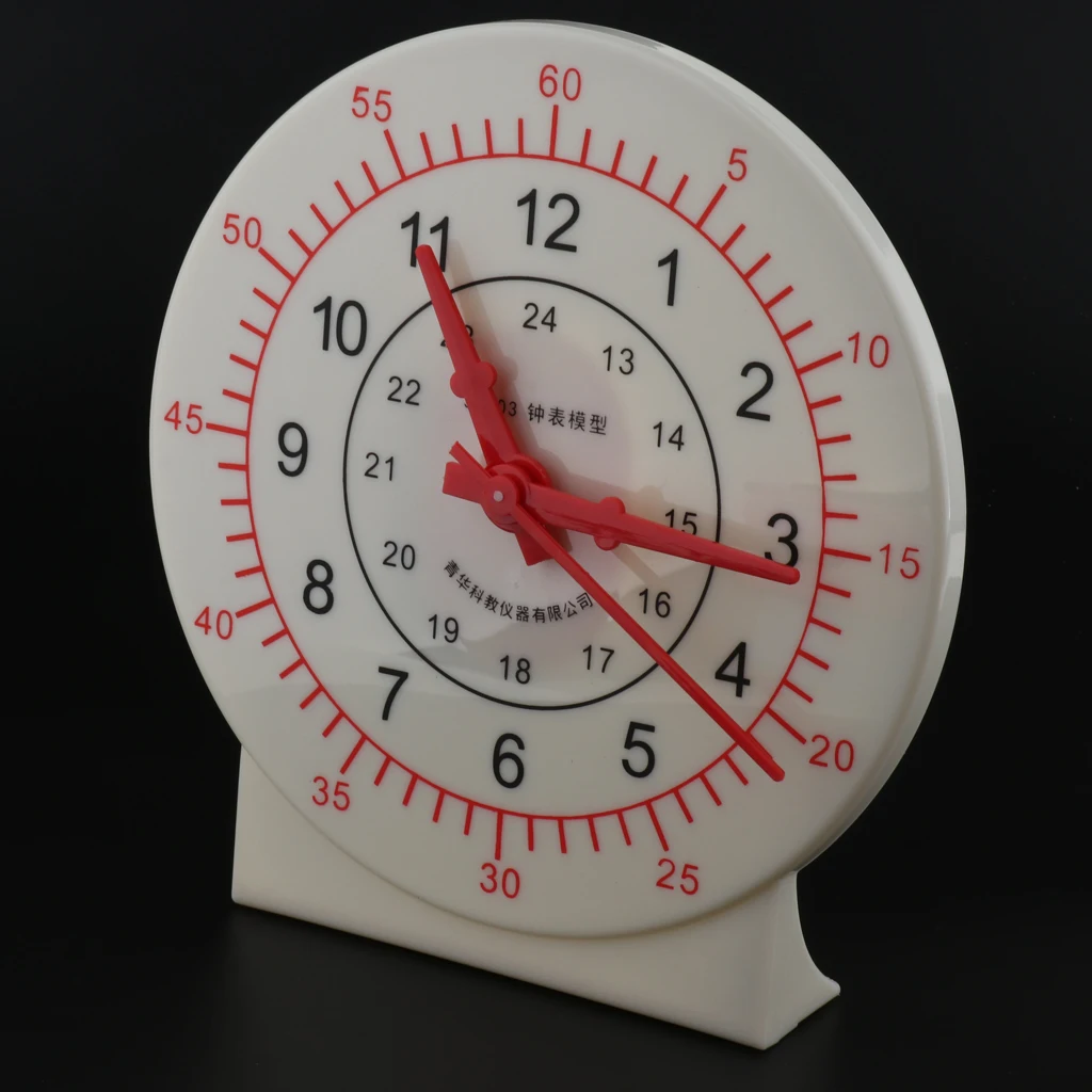 Funny Teaching Clock Learning Time Educational Toy Clock w/ Linkage Hand, Clear Dial Plate Teach Time & Number Puzzles