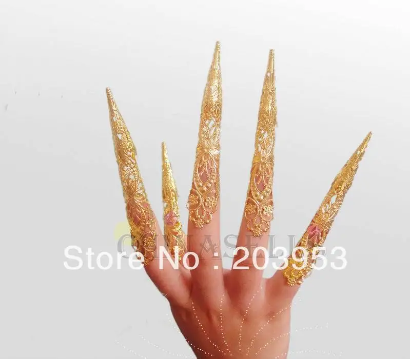 

NEW ethnic dance avalokitesvara nail sets wrap belly India dance false finger nail dancing costume props