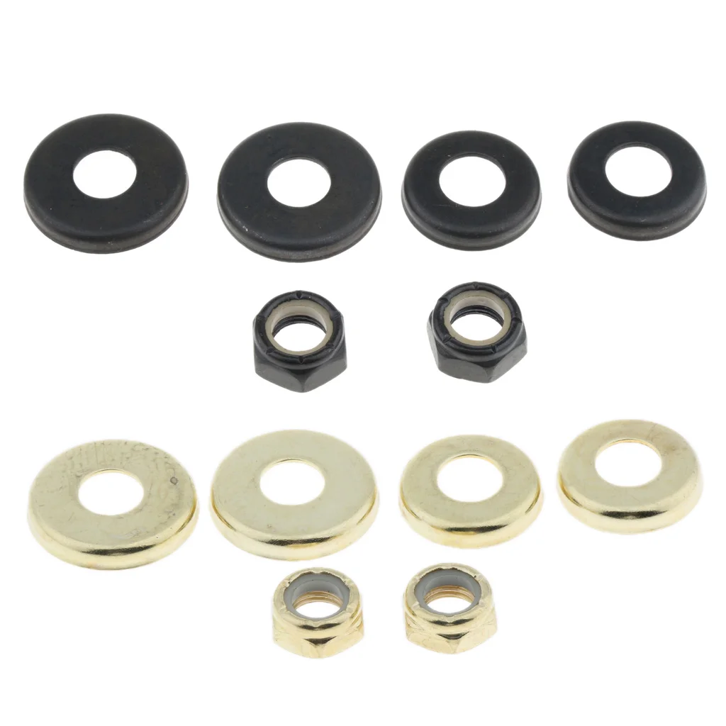 4pcs Replacement Longboard / Skateboard Bushings Washers Cup Cushion Shock Proof With 2pcs Nuts Truck Bushings Washers