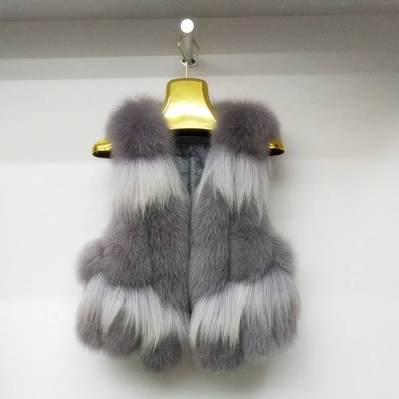 

New brand natural fox fur vest fashion women's vest Fox Fur Whole fox Warm Coat Winter Long Waistcoat Real fox