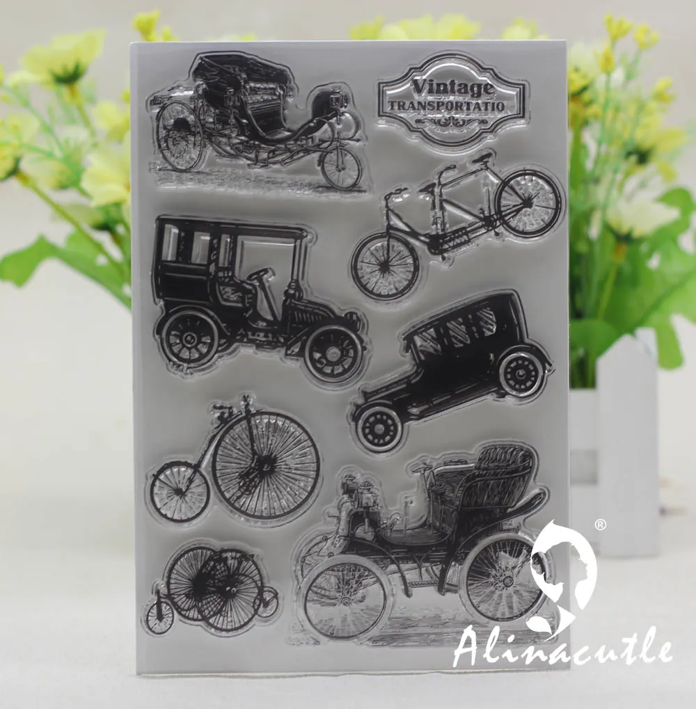 

CLEAR STAMPS vintage car Scrapbooking Card album paper craft Alinacraft rubber roller transparent silicon stamp