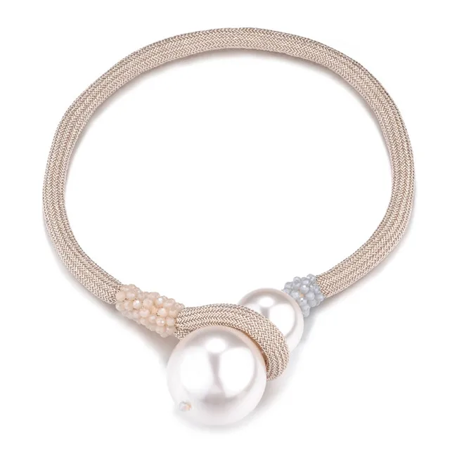 DANZE, новинка, готический большой двойной чокер с искусственным жемчугом для женщин, шикарные хрустальные бусы, веревочное ожерелье, женские темпераментные ювелирные изделия - Окраска металла: A0856-4