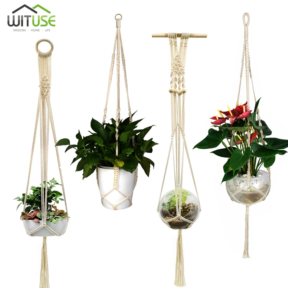 Vintage Macrame Plant Hanger Flower Garden Holder Hanging Rope Basket/_KitD