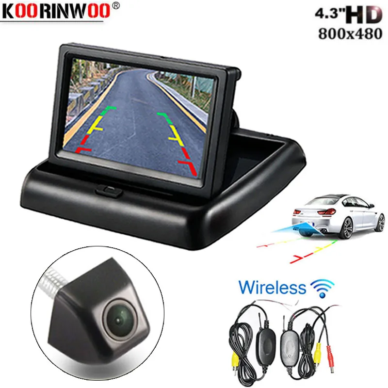 Беспроводной складной автомобильный монитор Koorinwoo 4 3 HD заднего вида цветной ЖК