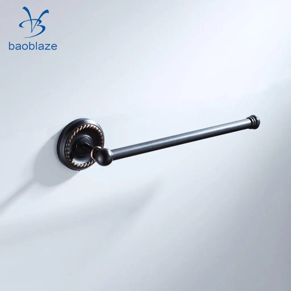 Baoblaze Large Towel Holder Rack, Bath Hanger Hook Wall Mounted Bathroom Black Brass - 1 Line, 2 Line, Round Ring Types Select