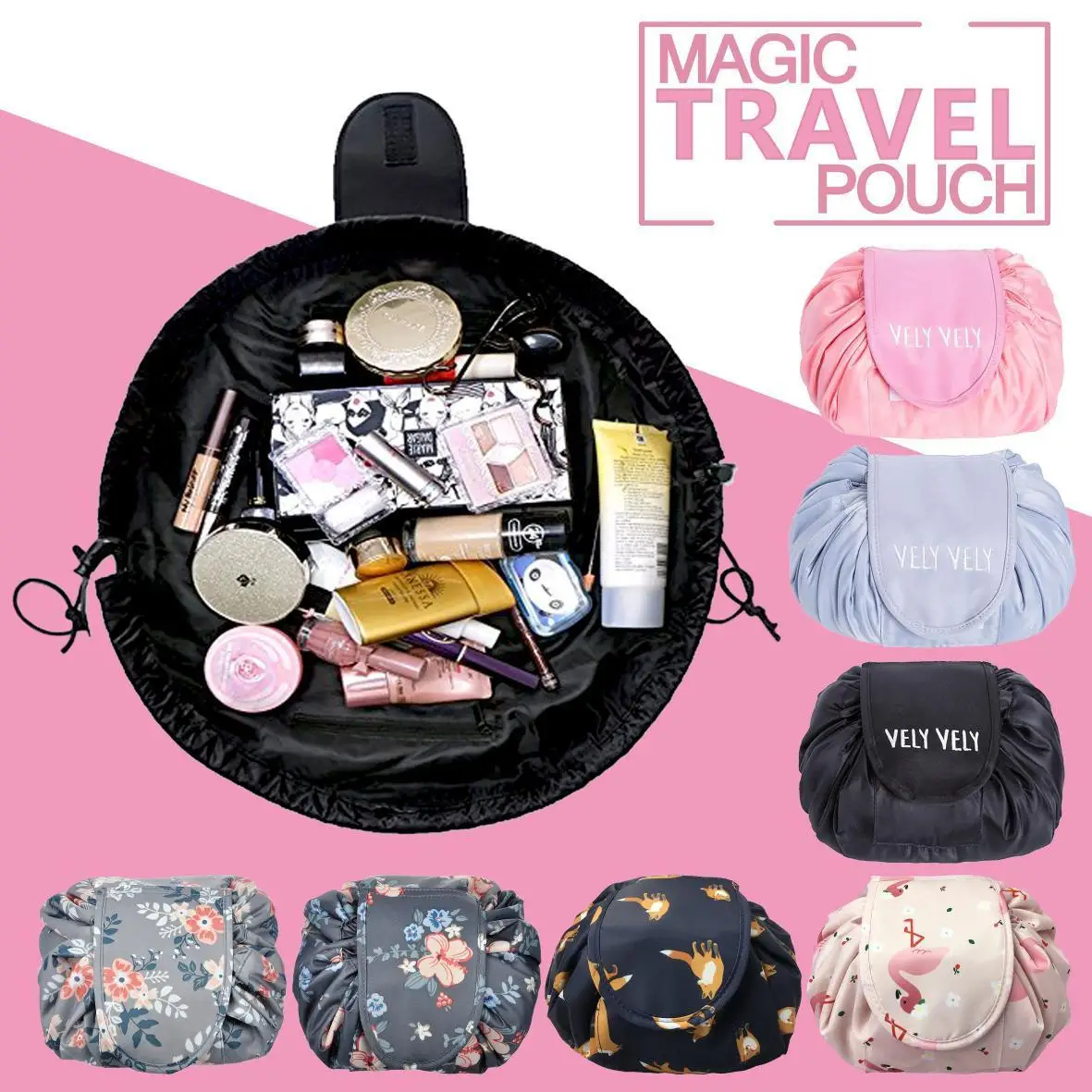 

Fashion Portable Magic Travel Pouch Cosmetic Drawstring Bag Makeup Storage Bags