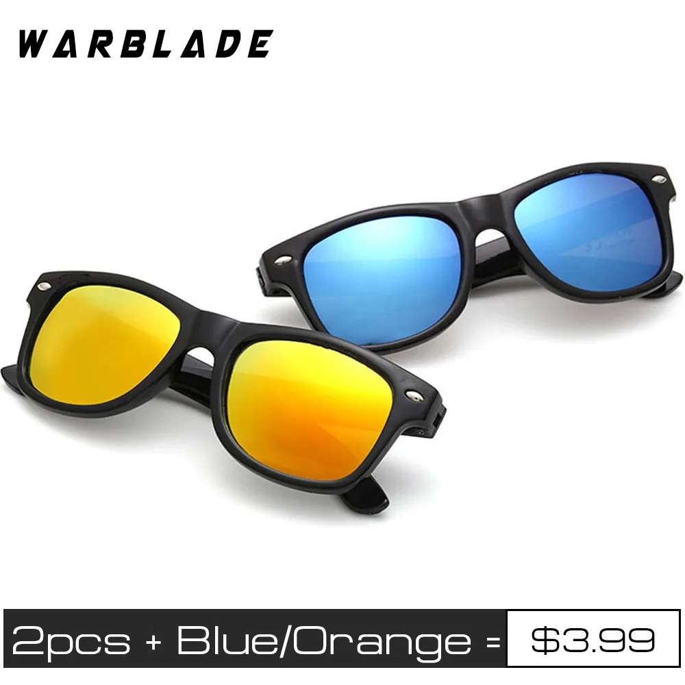 Очки детские брендовые Детские солнцезащитные очки для девочек детские солнцезащитные очки UV400 очки цвет: черный, синий солнцезащитные очки 2 шт./лот - Цвет линз: oange blue